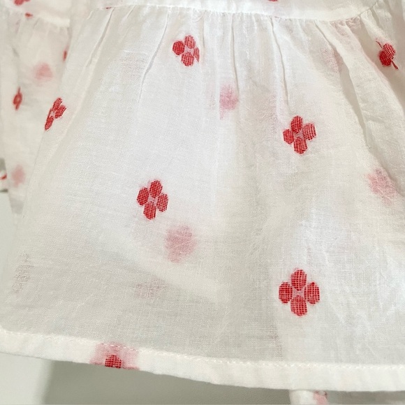 Anaak Delá Embroidered Asymmetrical Ruffle Midi Skirt Rouge Blanc Jamdani 0 XS - Picture 12 of 16